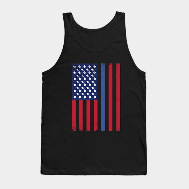 Police - Thin Blue Line USA Flag Tank Top by Kudostees